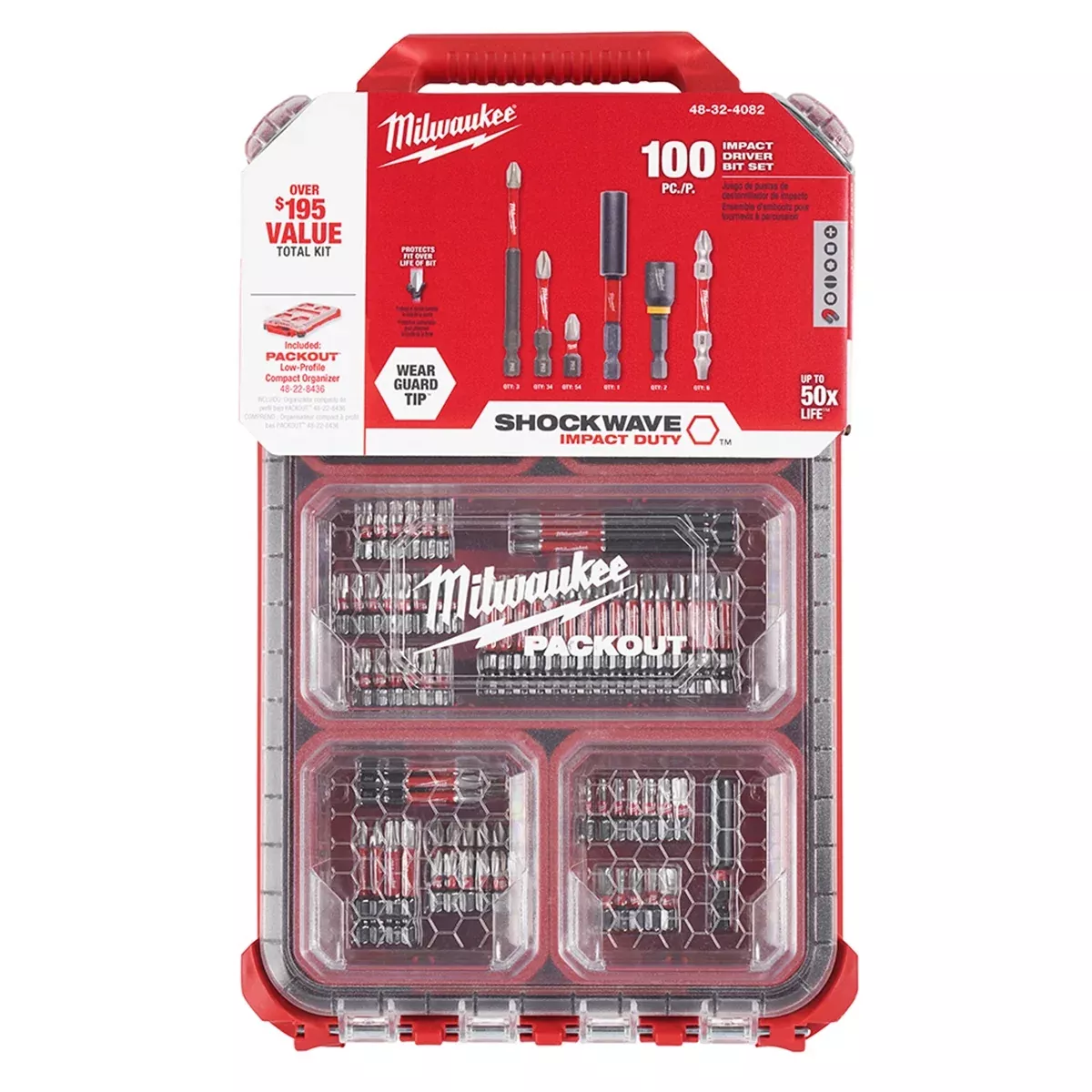 100 Pc. Shockwave PACKOUT Bit Set MLW48-32-4082 Milwaukee Tool