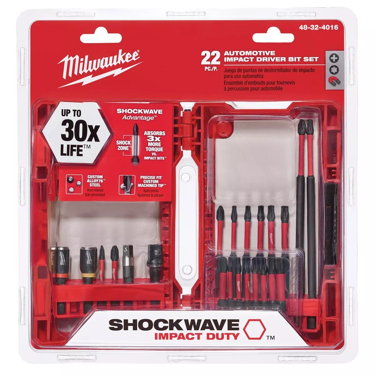 22-Piece Automotive Shockwave Impact Driver Bit Set MLW48-32-4016 Milwaukee Tool