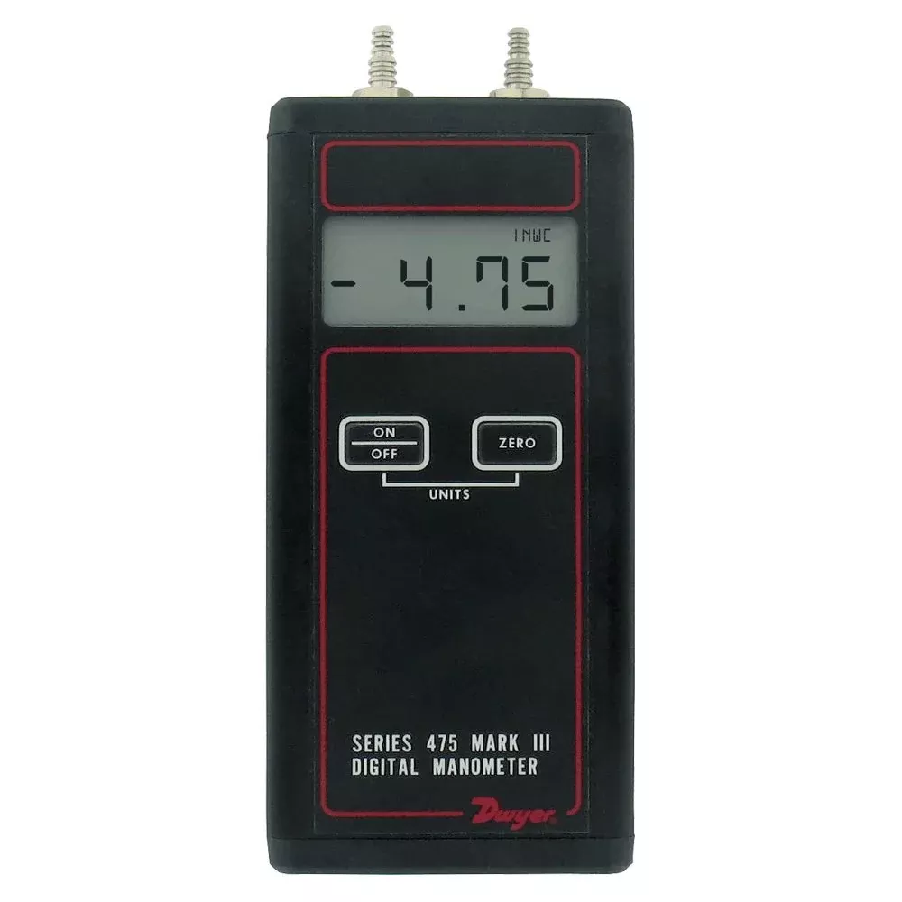 Dwyer 475-1-FM Differential Pressure Digital Manometer Handheld FM Approved 0-20 inches w.c.