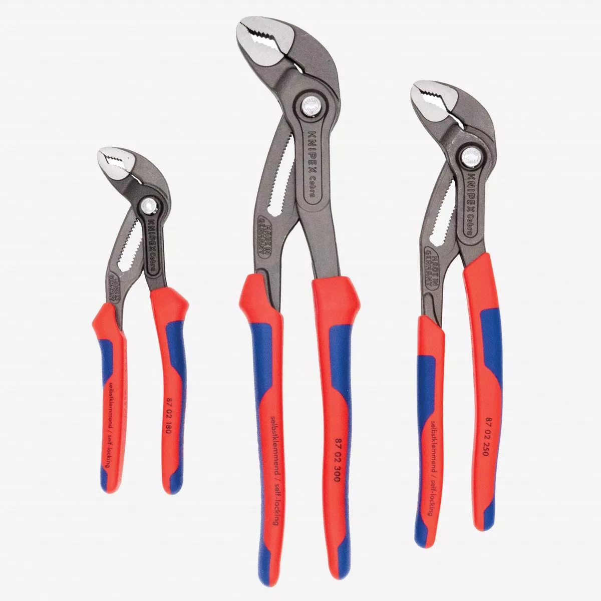 Knipex 7", 10" & 12" Cobra Pliers Set - MultiGrip, 3 Pieces