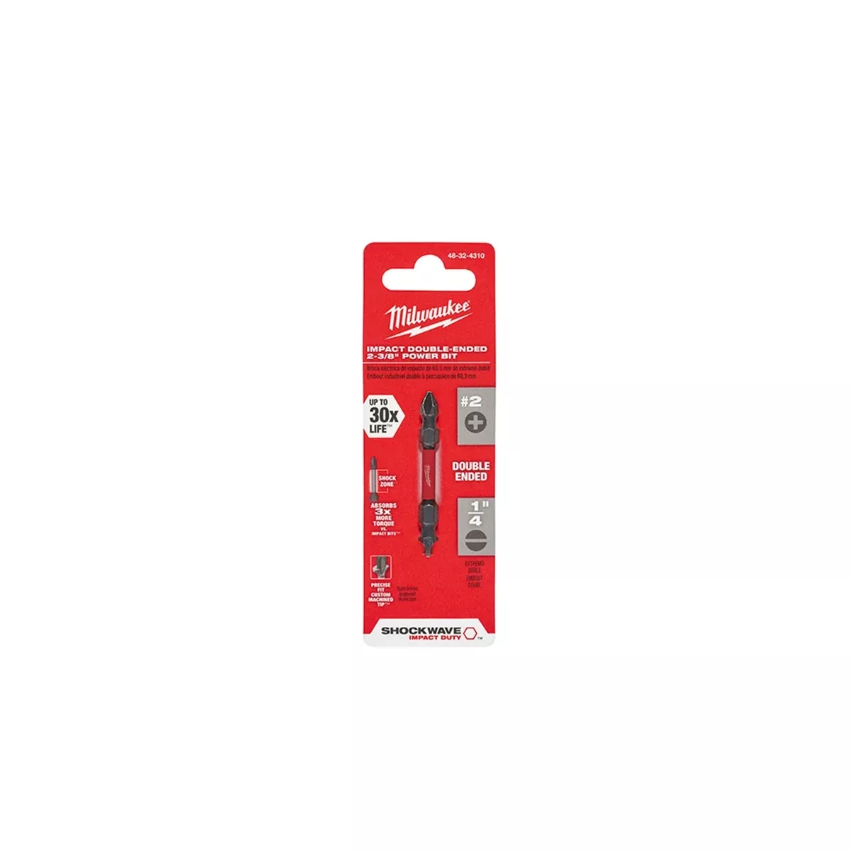 SHOCKWAVE Double Ended Power Bit (PH2 & SL 1/4) MLW48-32-4310 Milwaukee Tool
