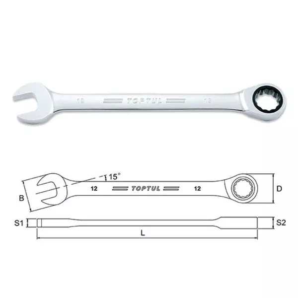Toptul 15mm Pro-Series Combination Spanner