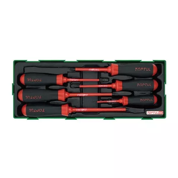 Toptul 6pc VDE Slotted & Phillips Screwdriver Set (Modular Insert Tray System)